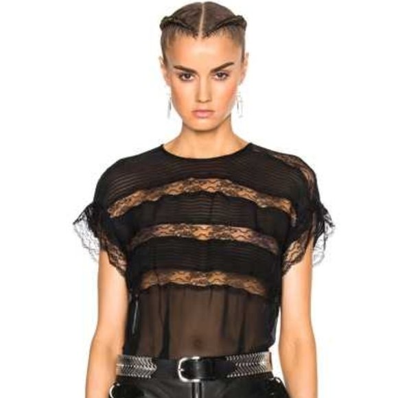 NWT Isabel Marant Silk Spike Easy Victorian Lace Cocktail Black Blouse Top XS - Picture 1 of 4